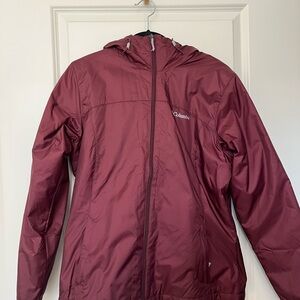 Columbia Burgundy Lined Zip-Up Rain Jacket